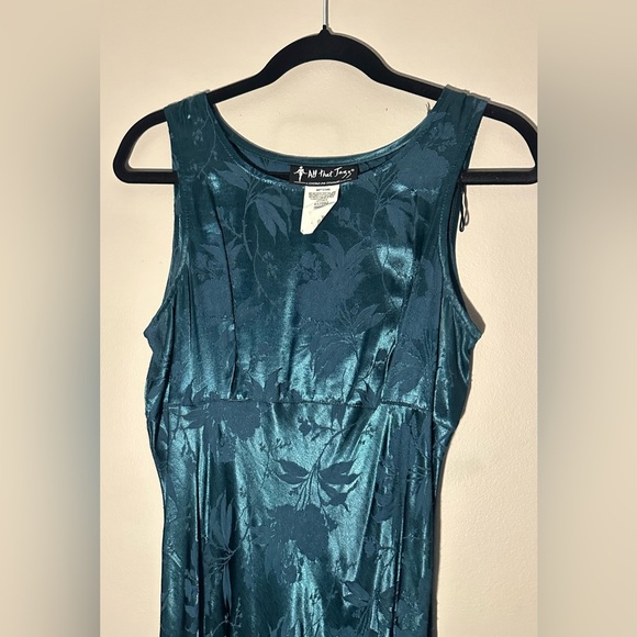 EUC Vintage Y2K All That Jazz Emerald Green Floral Dress 11/12 - Picture 2 of 4